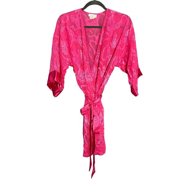 Vintage Inner Most Floral Robe Size Small Hot Pink Lingerie Intimates Bridal - Picture 1 of 7